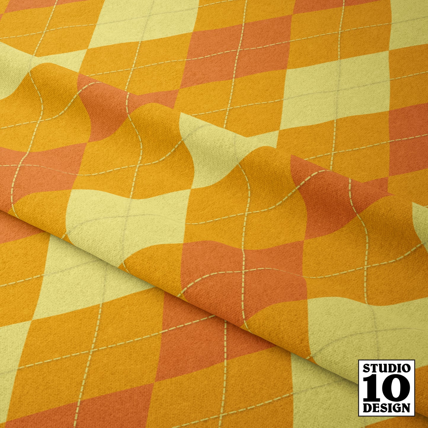 Aggressively Argyle Buttercup+Marigold Printed Fabric by Studio Ten Design