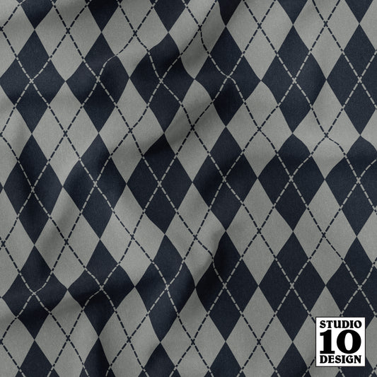 Aggressively Argyle Graphite+Pewter Printed Fabric by Studio Ten Design