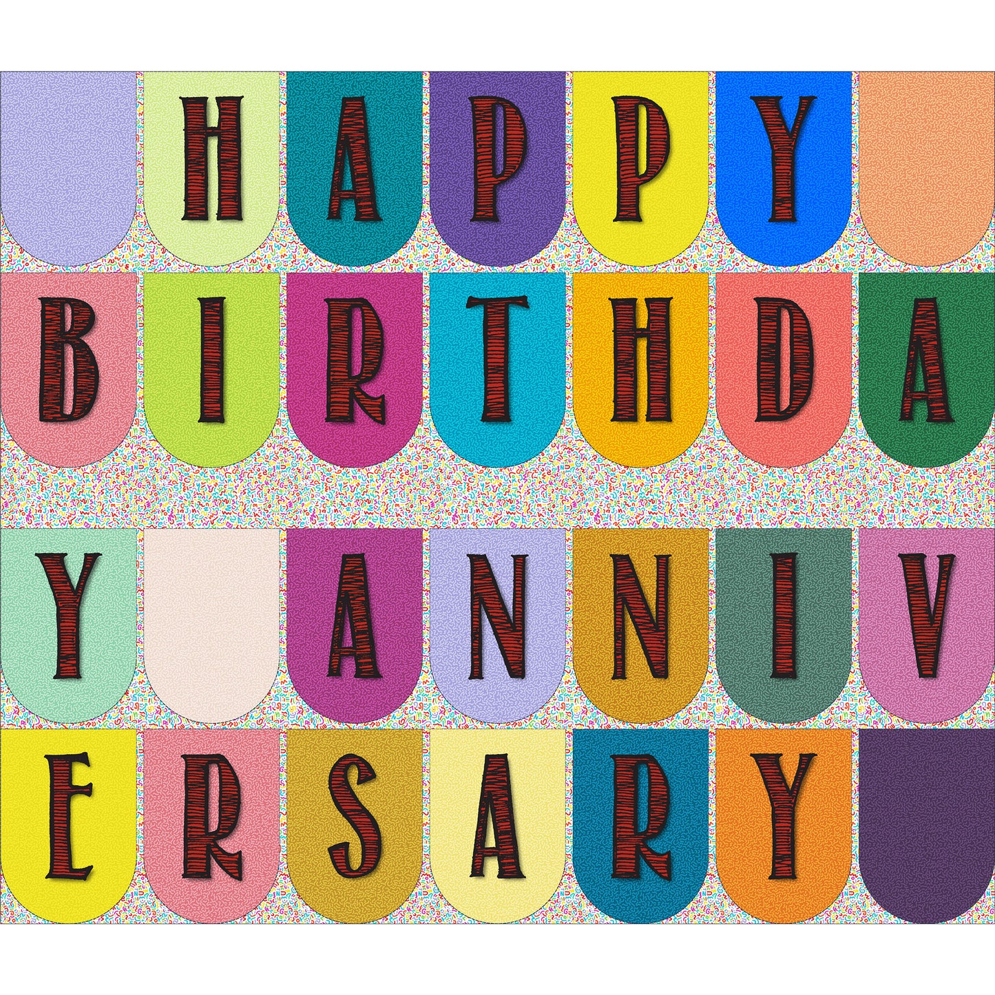 Happy Birthday/Happy Anniversary Banner Printed Fabric by Studio Ten Design