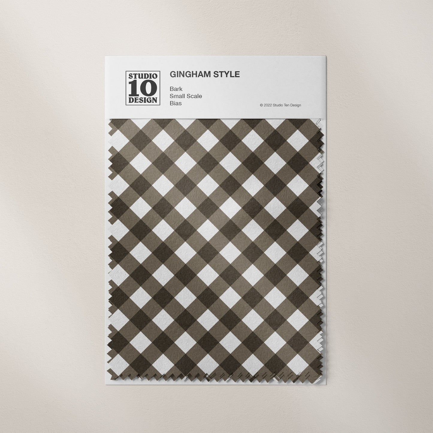 Gingham Style Bark Small Bias Printed Fabric by Studio Ten Design