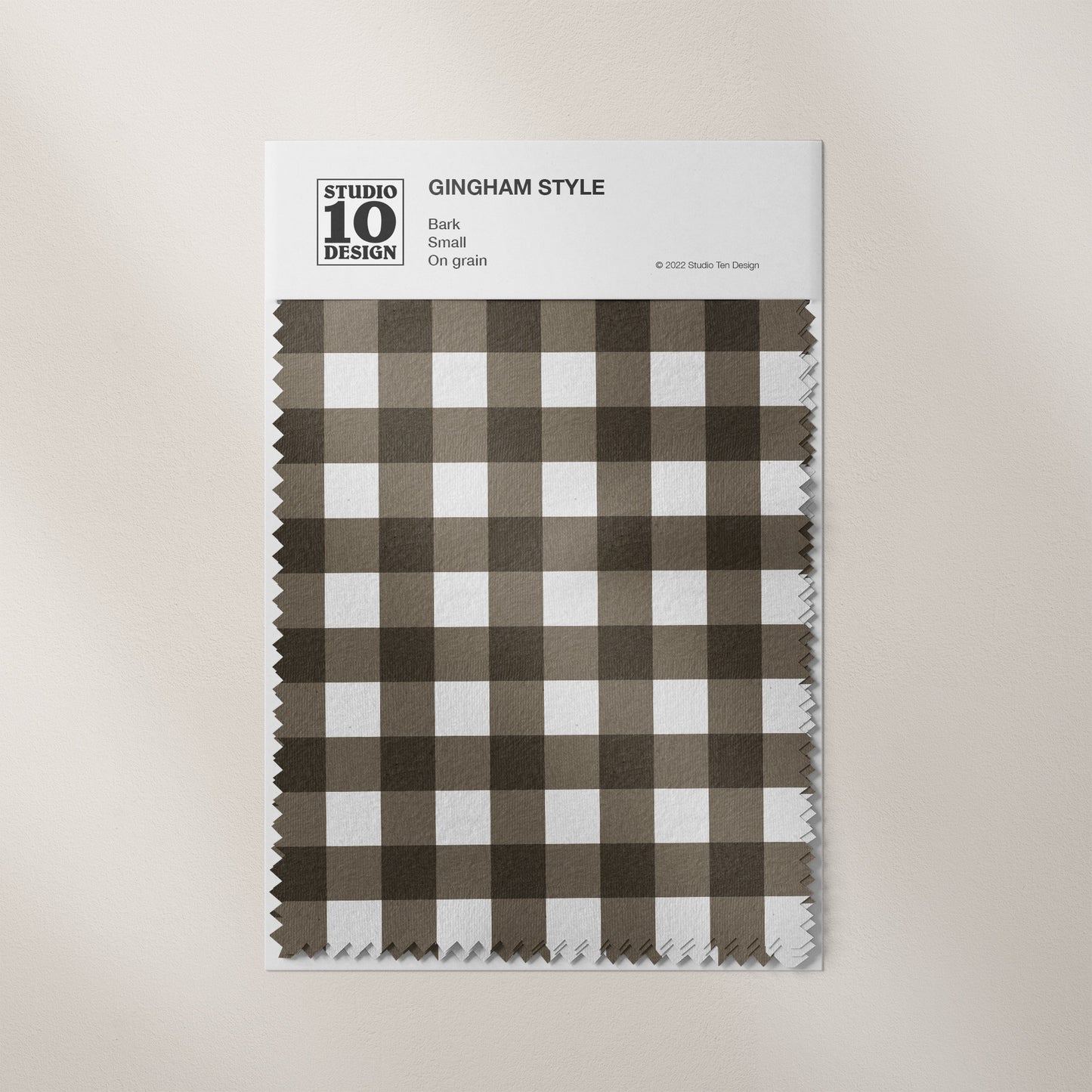 Gingham Style Bark Small Straight Printed Fabric by Studio Ten Design