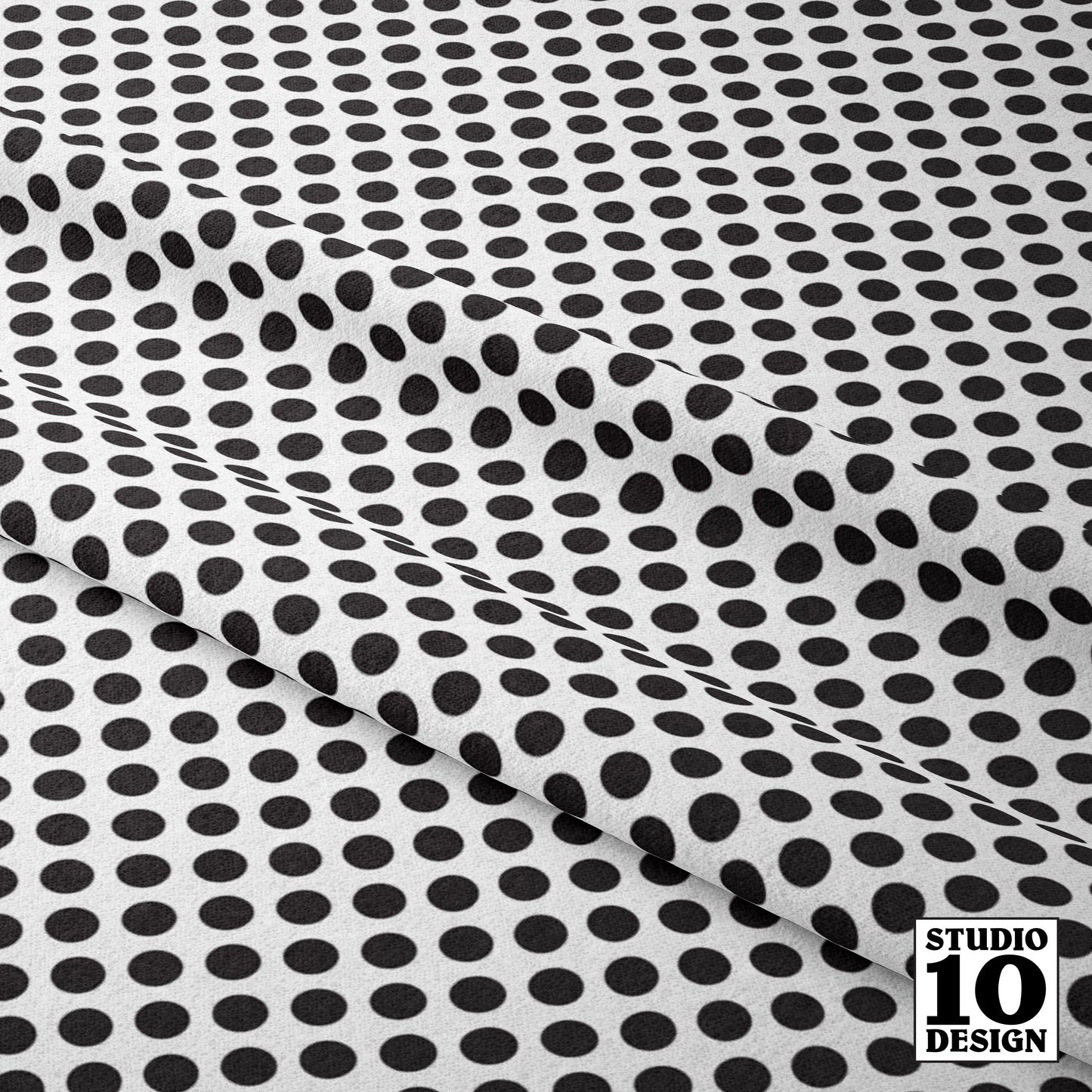 Ben Day Dots, Black & White Printed Fabric by Studio Ten Design