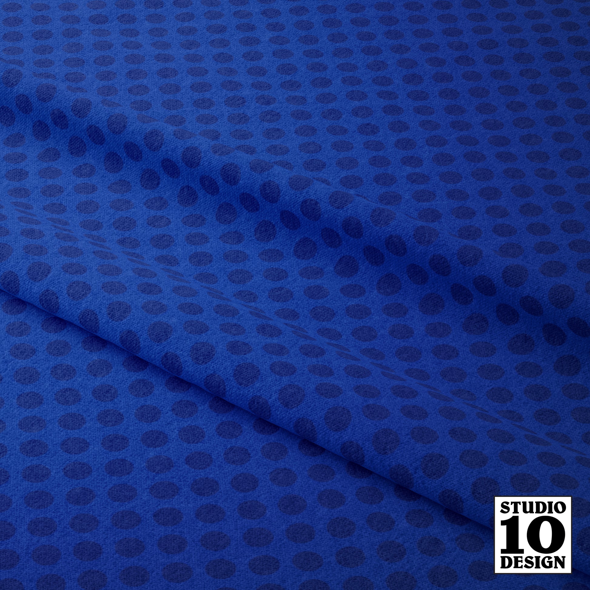 Ben Day Dots, Blue Printed Fabric by Studio Ten Design