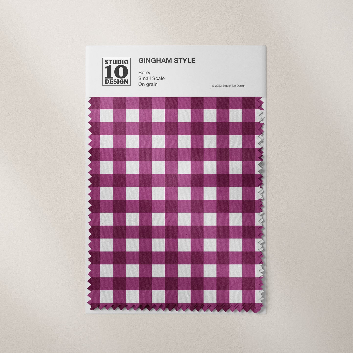 Gingham Style Berry Small Straight Printed Fabric by Studio Ten Design