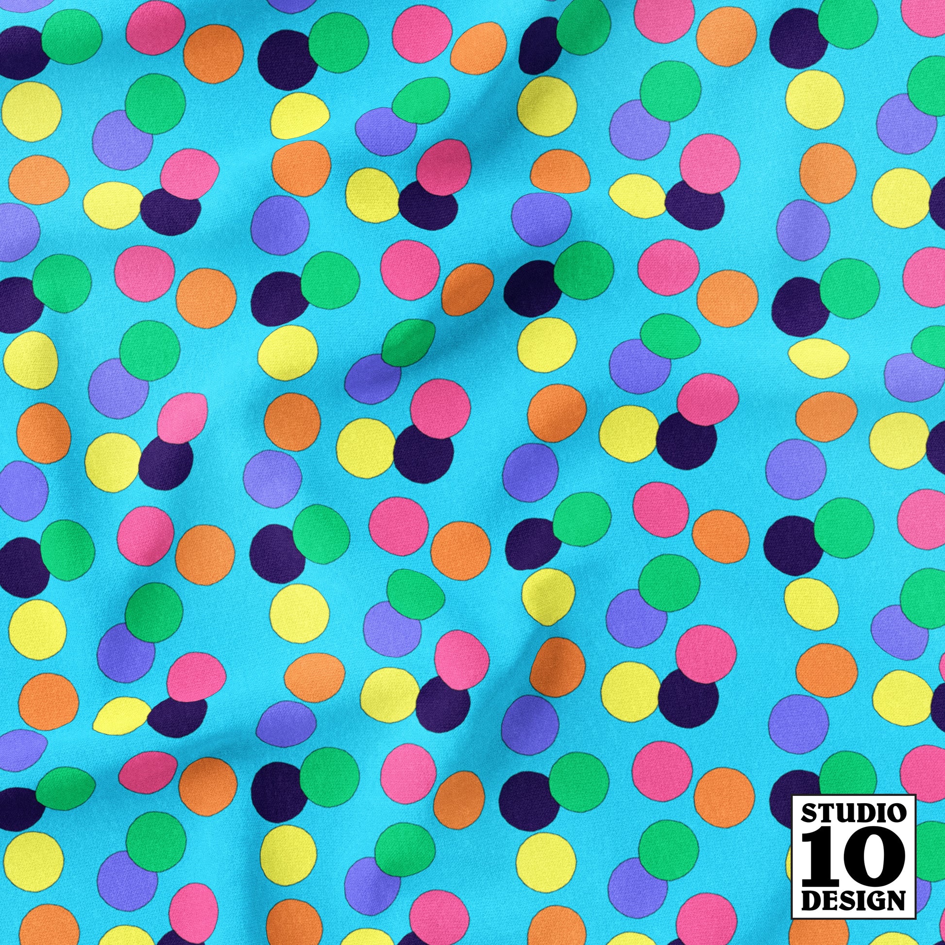Big Dots: Cyan Printed Fabric by Studio Ten Design