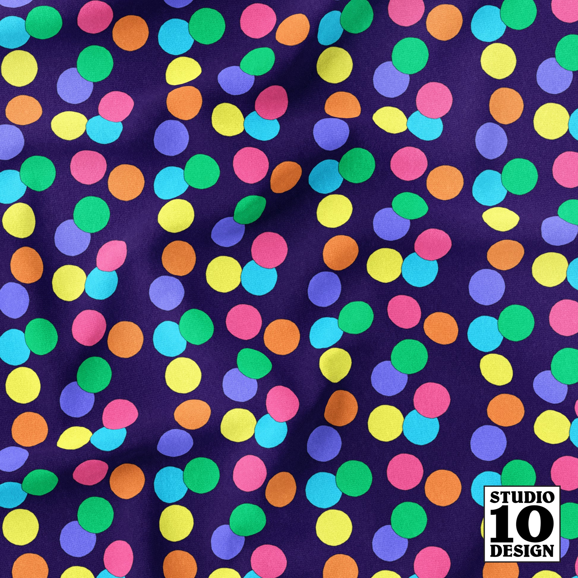 Big Dots: Dark Blue Printed Fabric by Studio Ten Design