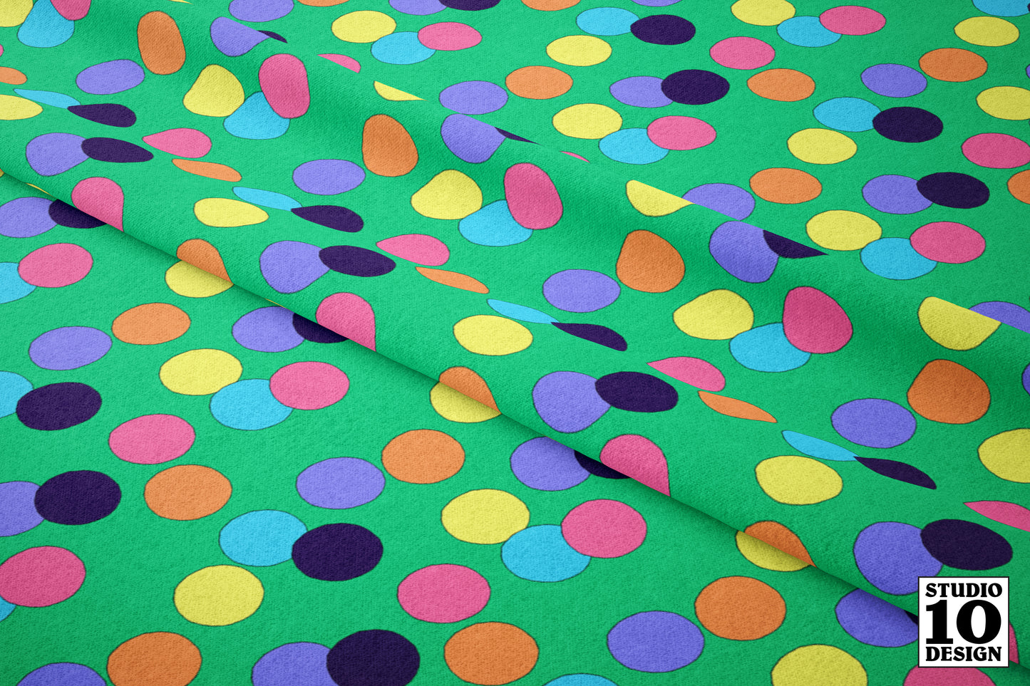 Big Dots: Green Printed Fabric by Studio Ten Design