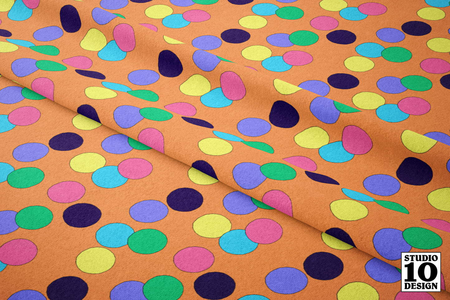 Big Dots: Orange Printed Fabric by Studio Ten Design