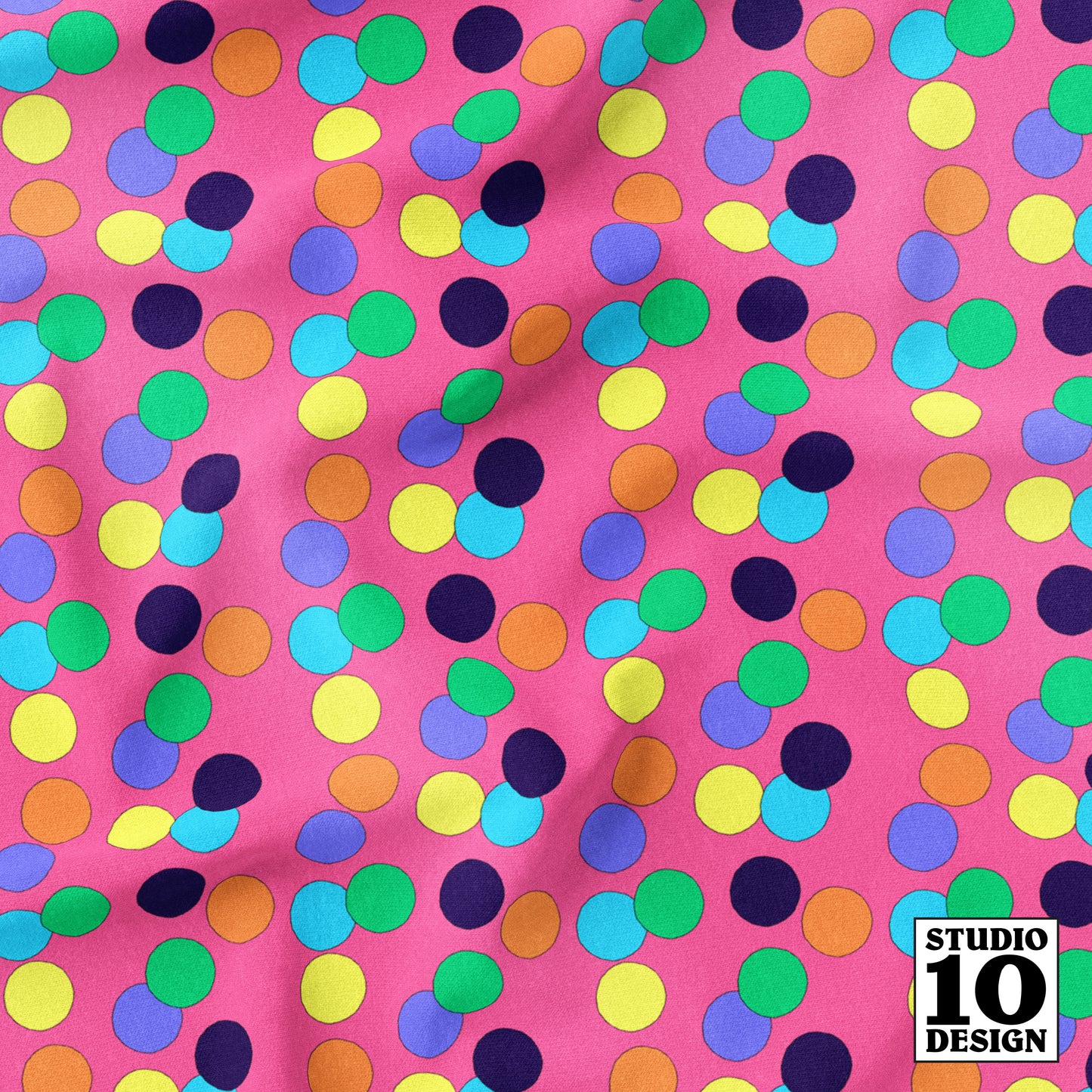 Big Dots: Pink Printed Fabric by Studio Ten Design