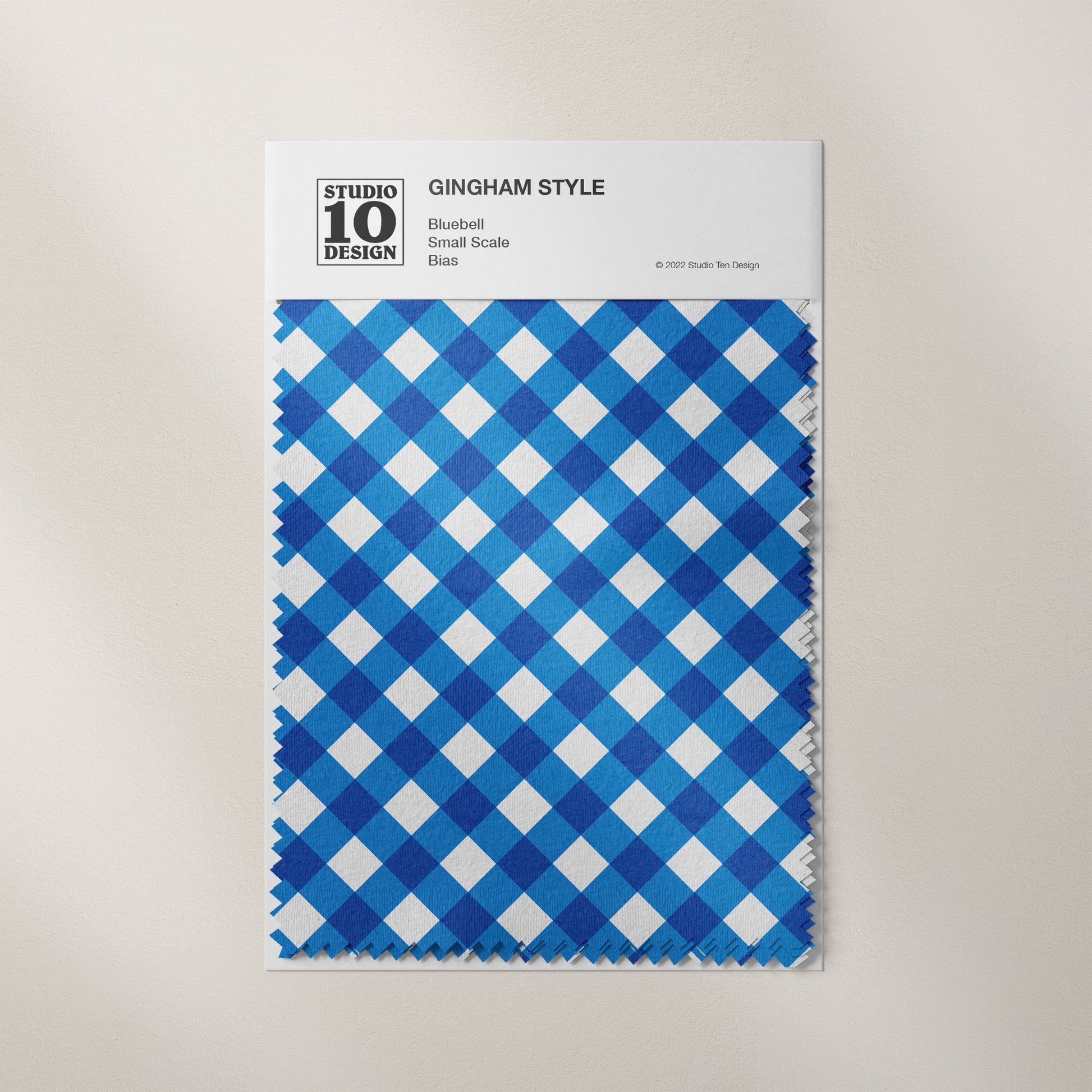 Gingham Style Bluebell Small Bias Printed Fabric by Studio Ten Design