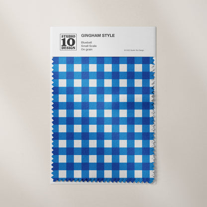 Gingham Style Bluebell Small Straight Printed Fabric by Studio Ten Design