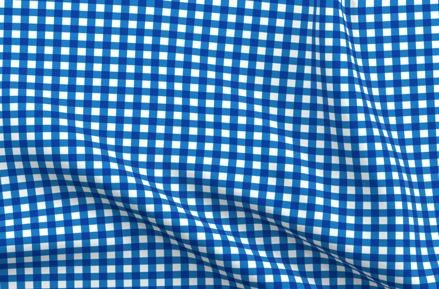 Gingham Style Bluebell Large Straight Printed Fabric by Studio Ten Design