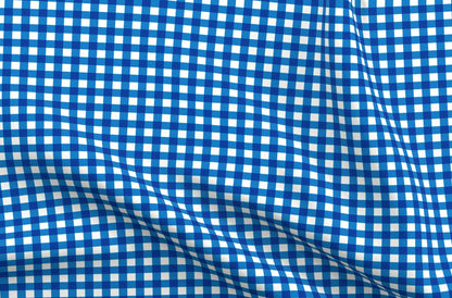 Gingham Style Bluebell Large Straight Printed Fabric by Studio Ten Design