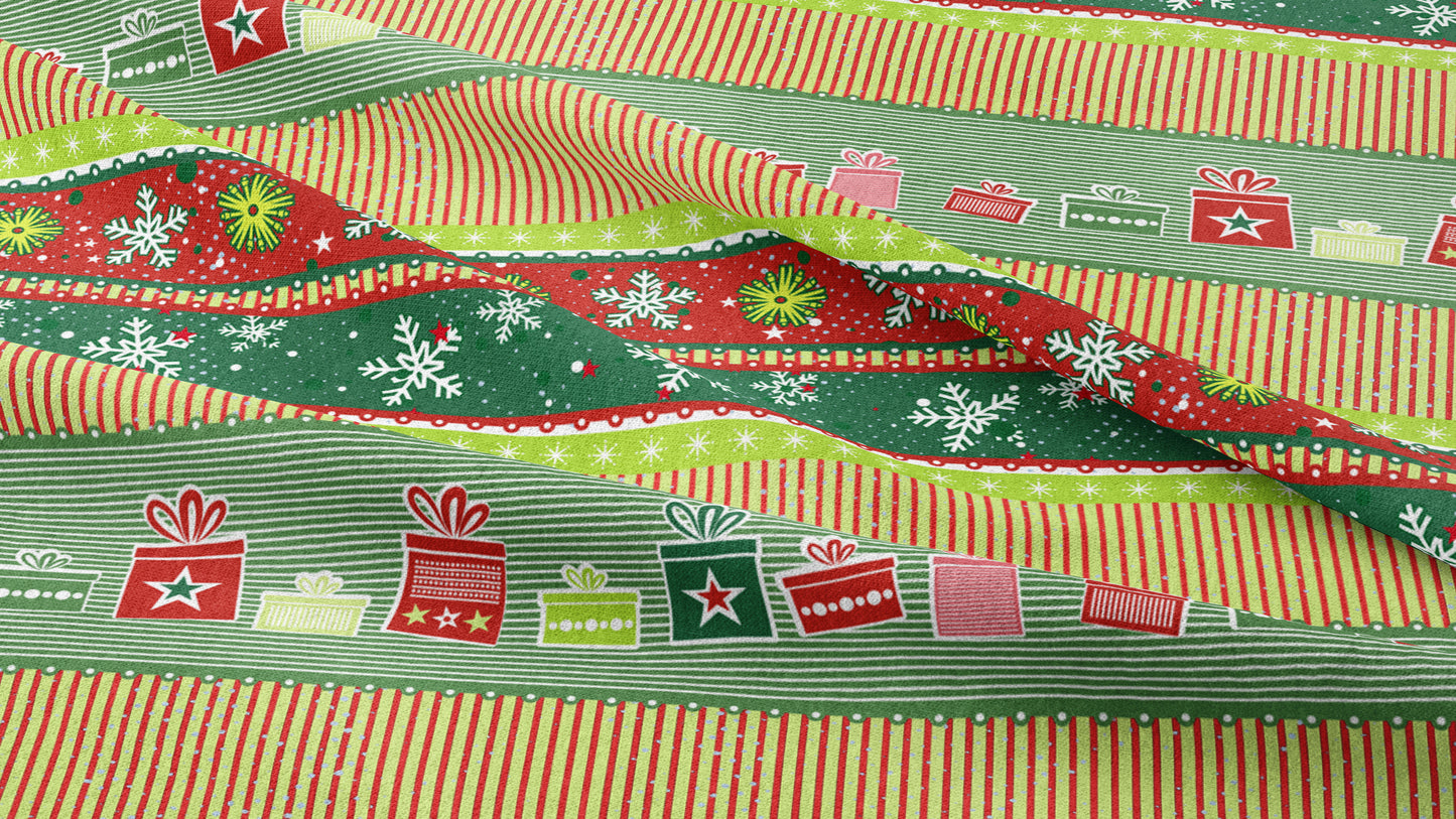 Christmas Ribbons Printed Fabric by Studio Ten Design
