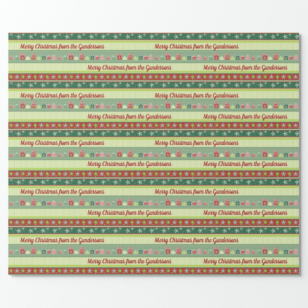 Personalized Christmas Ribbons Wrapping Paper Roll