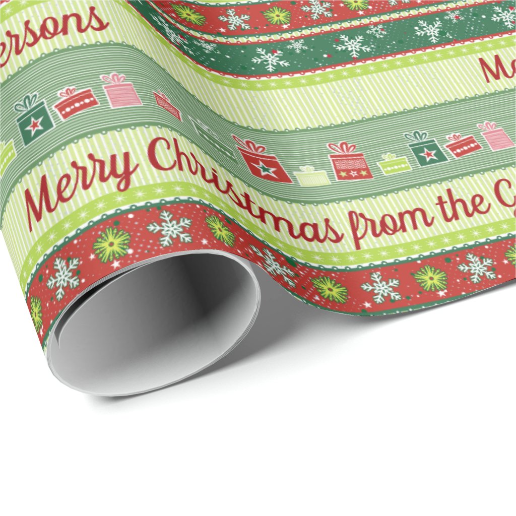 Rollo de papel de regalo de cintas navideñas personalizadas