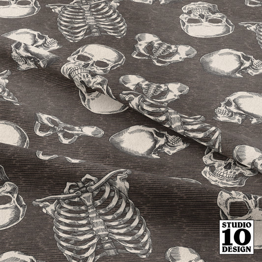 Dem Bones (Sepia) Printed Fabric by Studio Ten Design