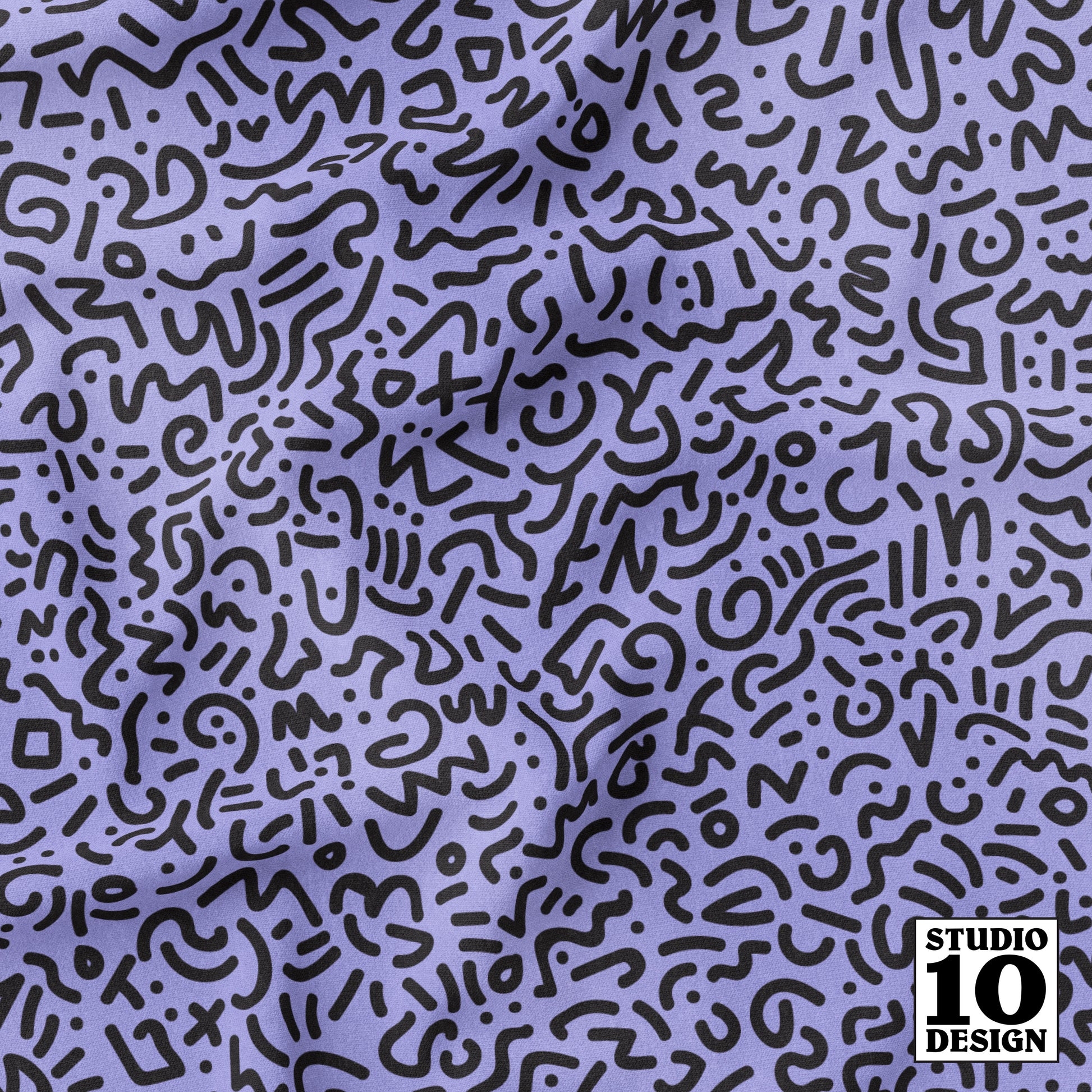 Doodle Black+Lilac Printed Fabric by Studio Ten Design