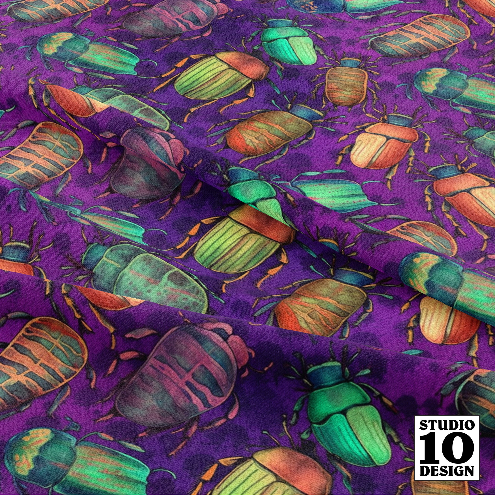 Watercolor Bugs Printed Fabric by Studio Ten Design