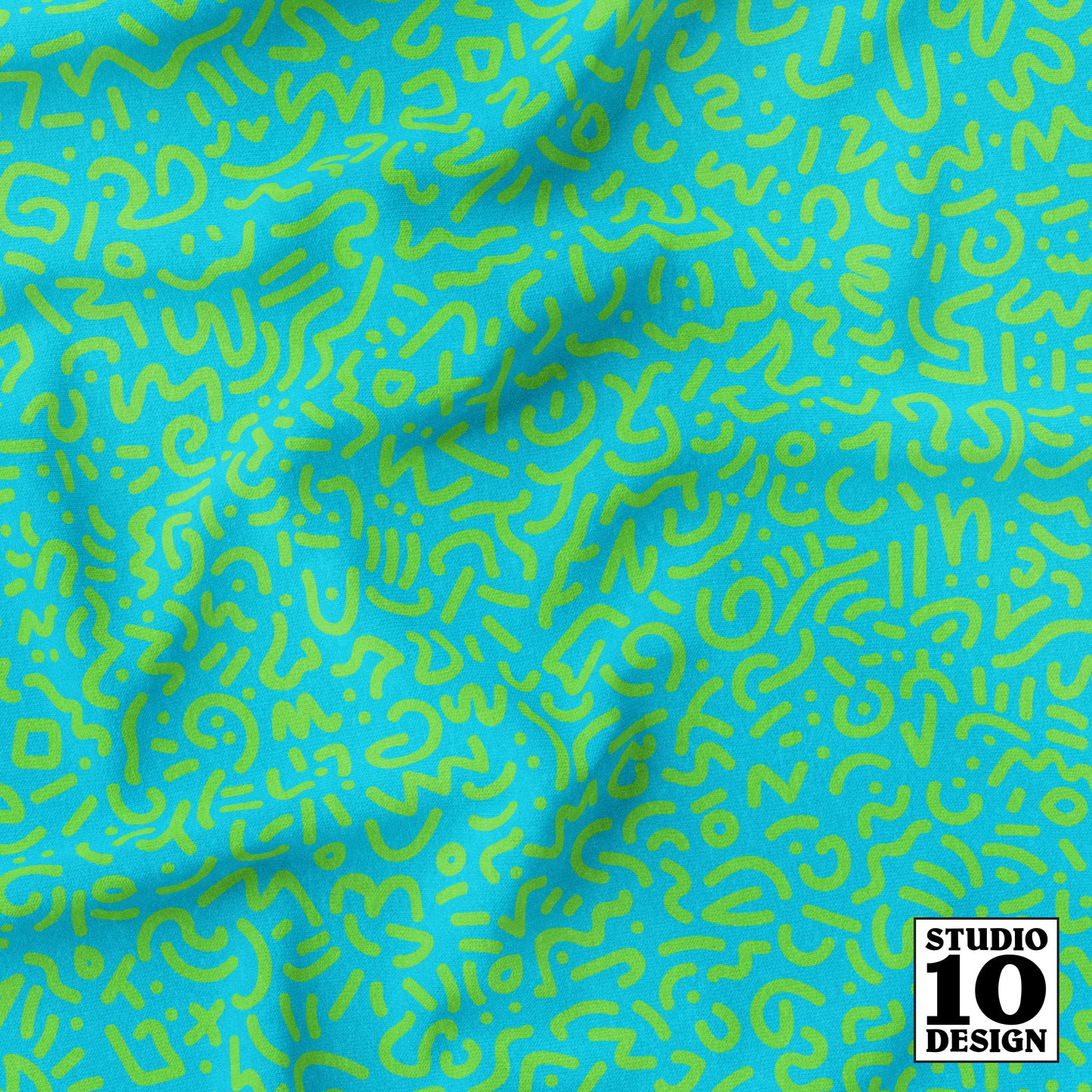 Doodle Green+Aqua Printed Fabric by Studio Ten Design