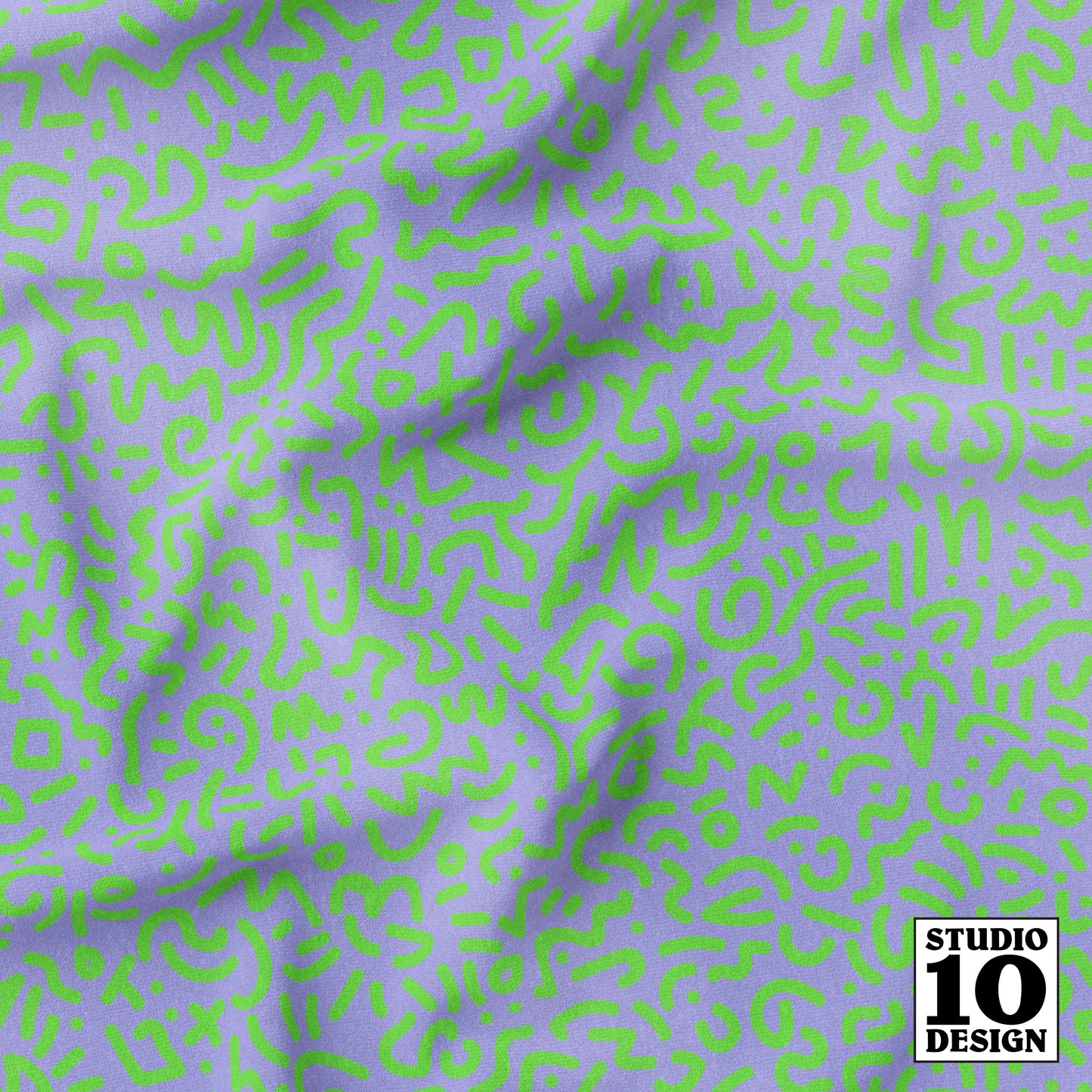 Doodle Green+Lilac Printed Fabric by Studio Ten Design