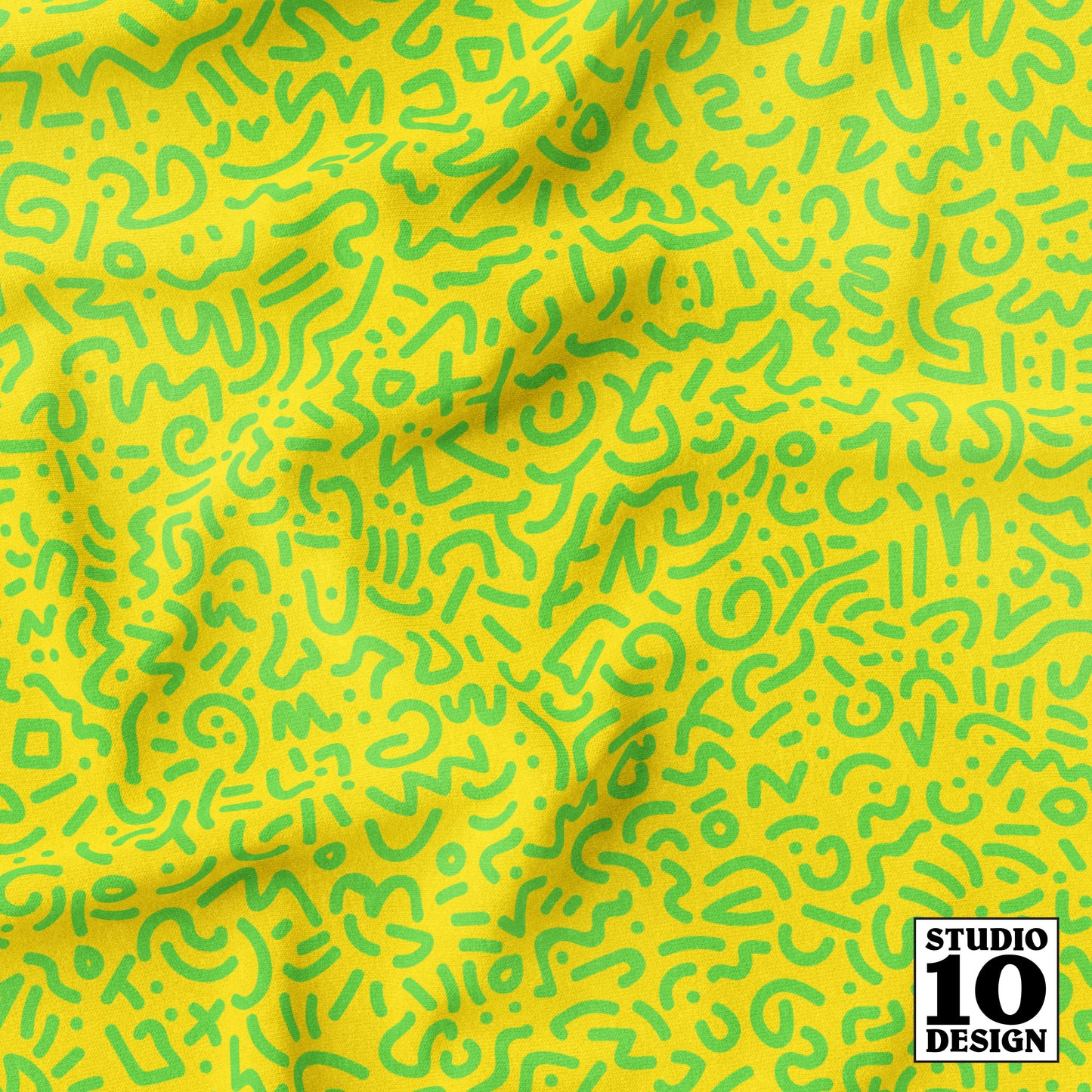 Doodle Green+Yellow Printed Fabric by Studio Ten Design
