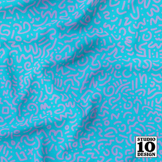 Doodle Lilac+Aqua Printed Fabric by Studio Ten Design
