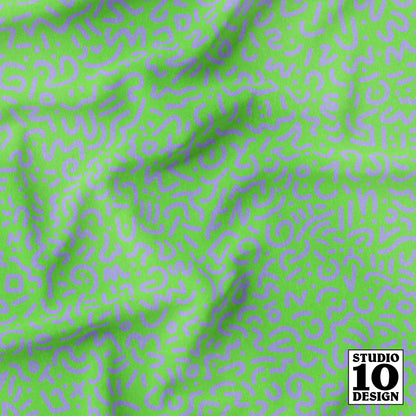 Doodle Lilac+Green Printed Fabric by Studio Ten Design