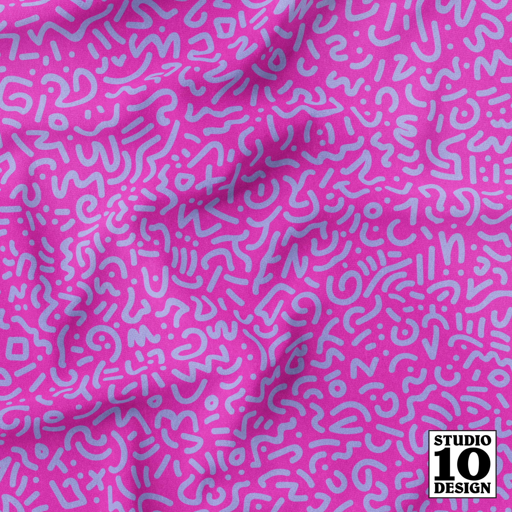 Doodle Lilac+Magenta Printed Fabric by Studio Ten Design