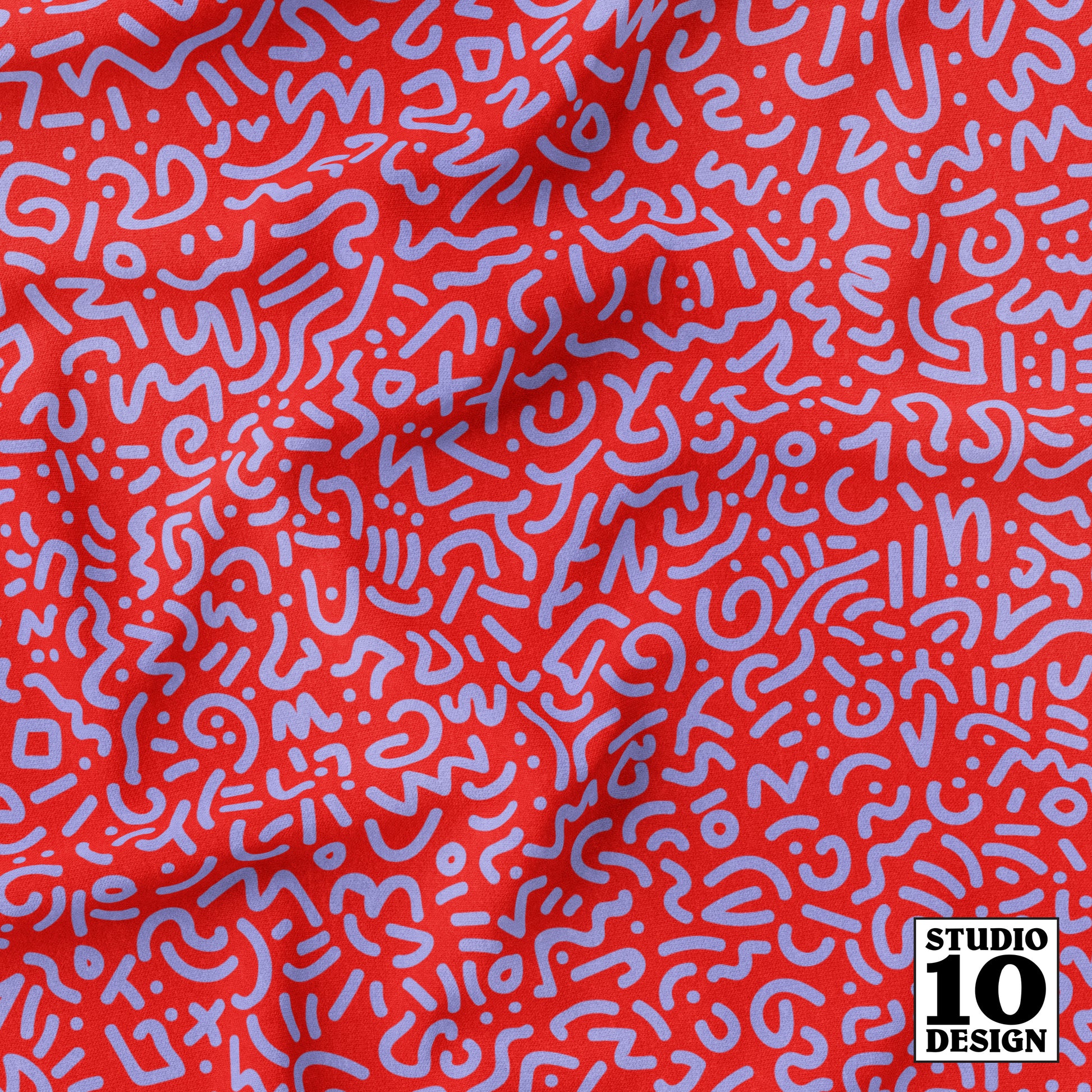 Doodle Lilac+Red Printed Fabric by Studio Ten Design