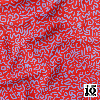Doodle Lilac+Red Printed Fabric by Studio Ten Design