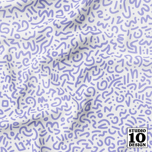 Doodle Lilac+White Printed Fabric by Studio Ten Design