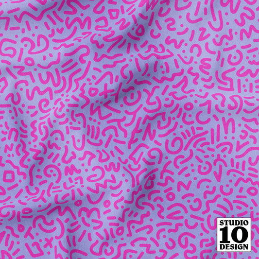 Doodle Magenta+Lilac Printed Fabric by Studio Ten Design