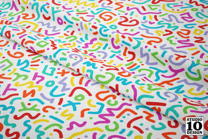 Doodle Multicolor+White Printed Fabric by Studio Ten Design