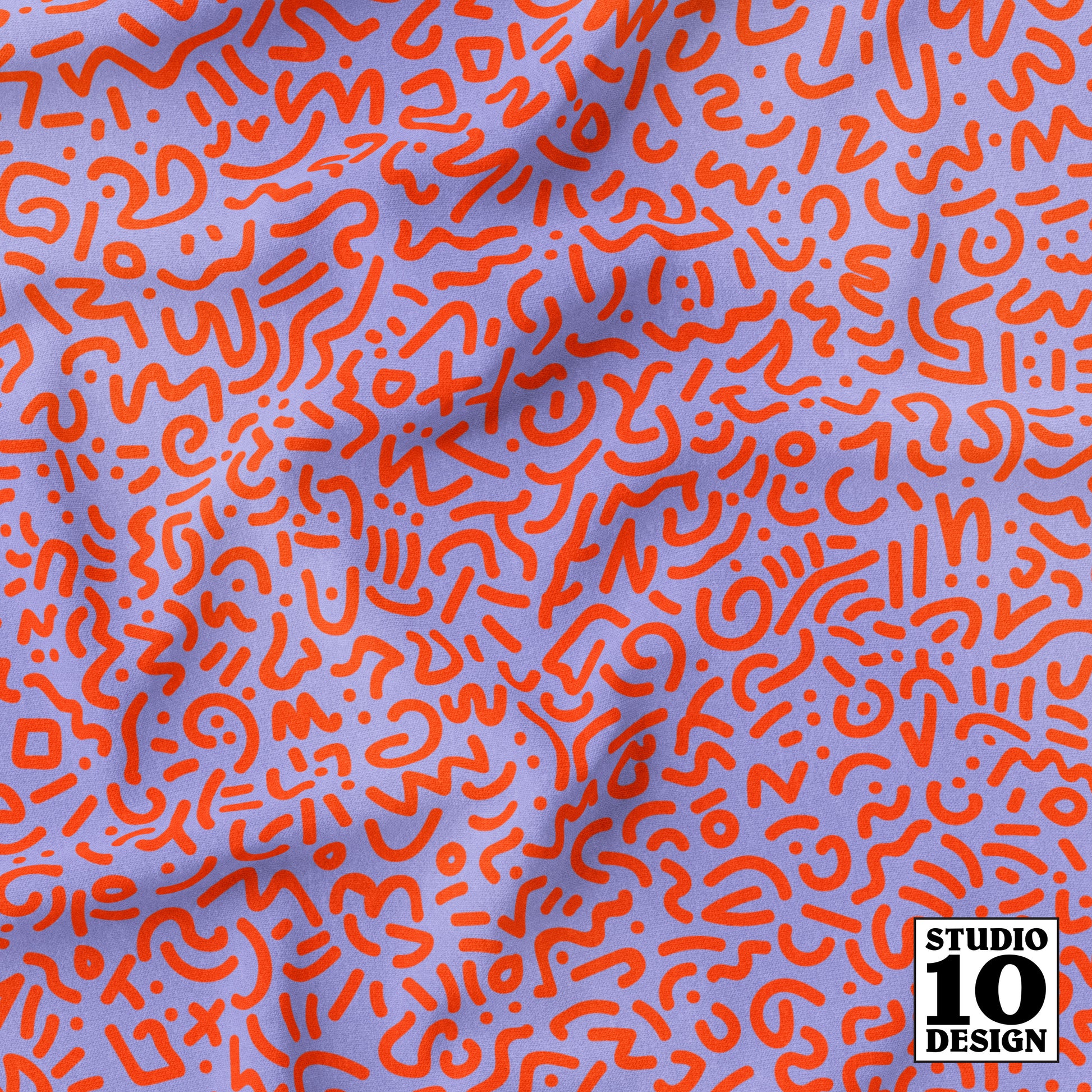 Doodle Orange+Lilac Printed Fabric by Studio Ten Design