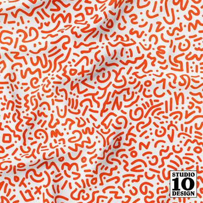 Doodle Orange+White Printed Fabric by Studio Ten Design