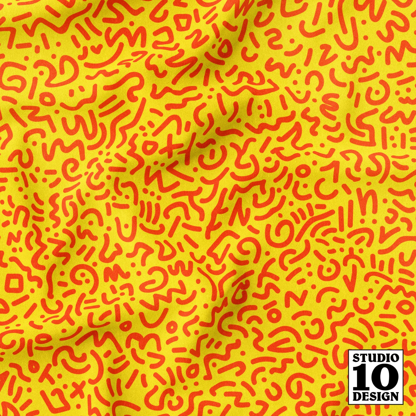 Doodle Orange+Yellow Printed Fabric by Studio Ten Design