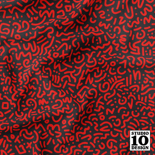 Doodle Red+Black Printed Fabric by Studio Ten Design