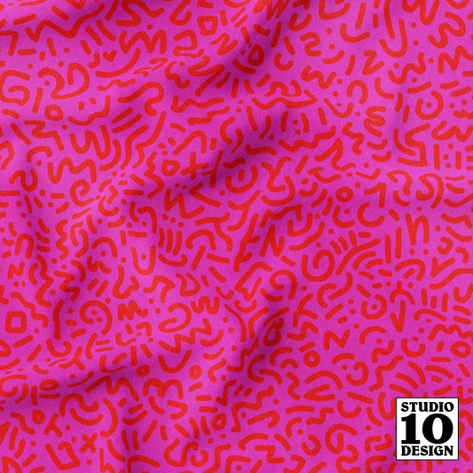 Doodle Red+Magenta Printed Fabric by Studio Ten Design