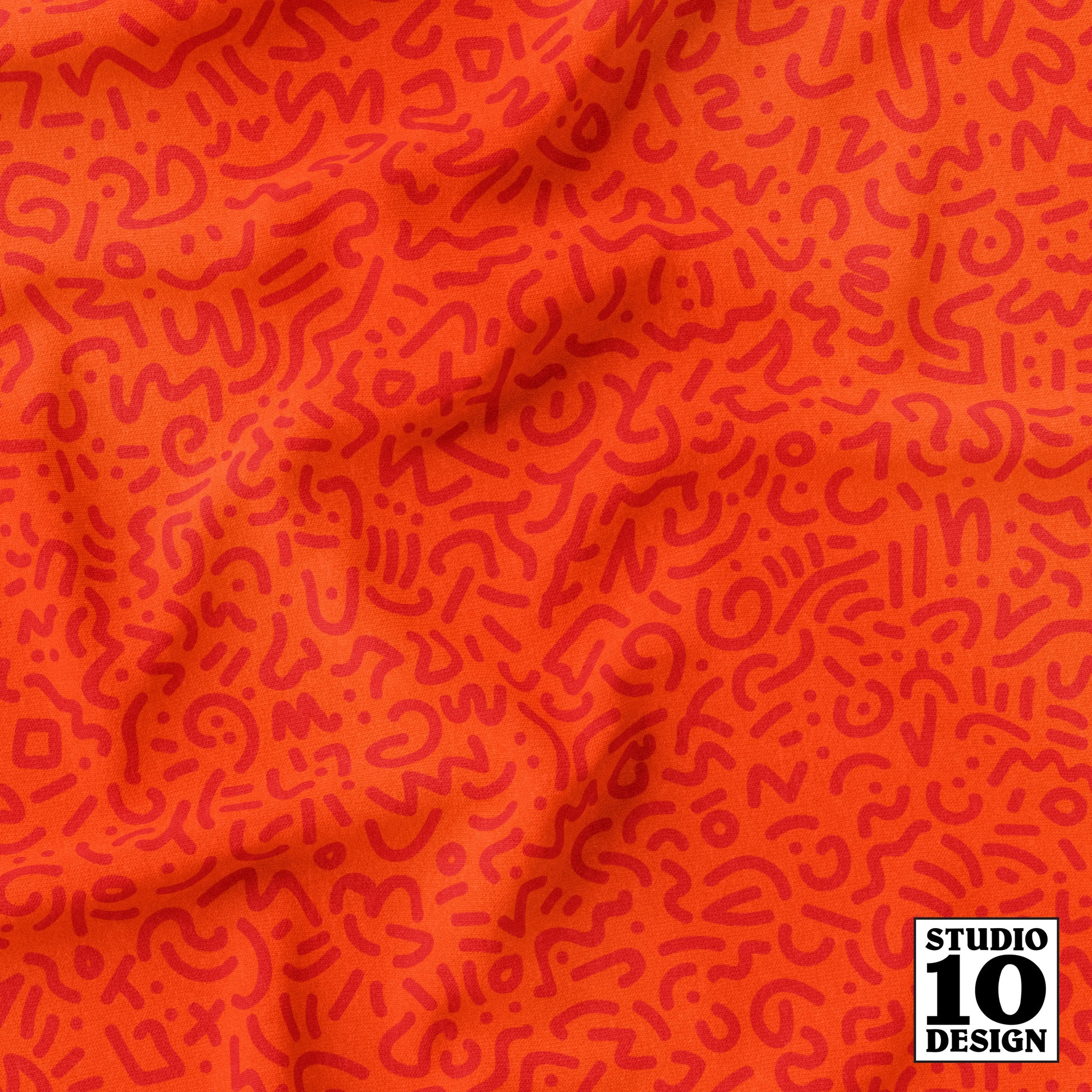 Doodle Red+Orange Printed Fabric by Studio Ten Design