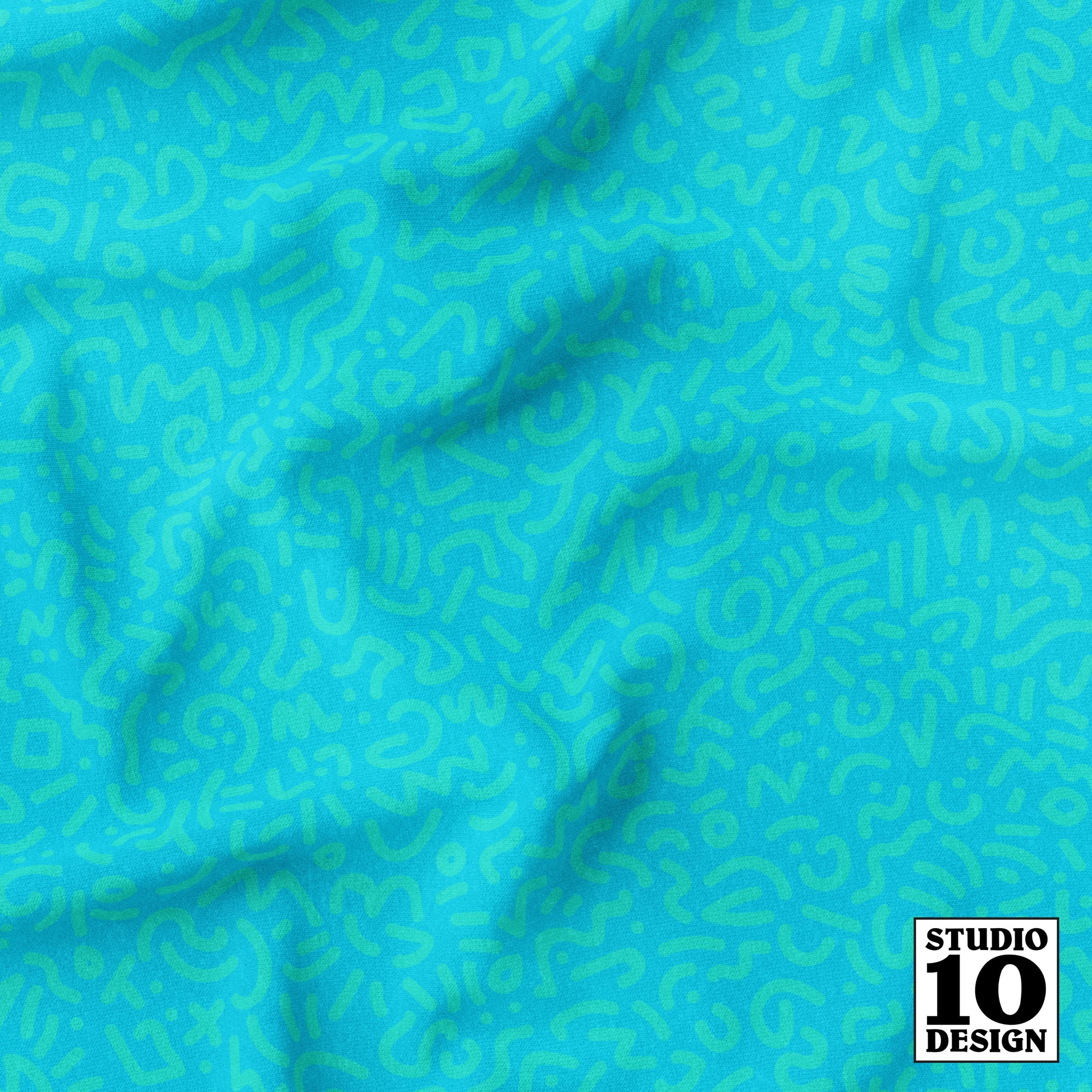 Doodle Teal+Aqua Printed Fabric by Studio Ten Design