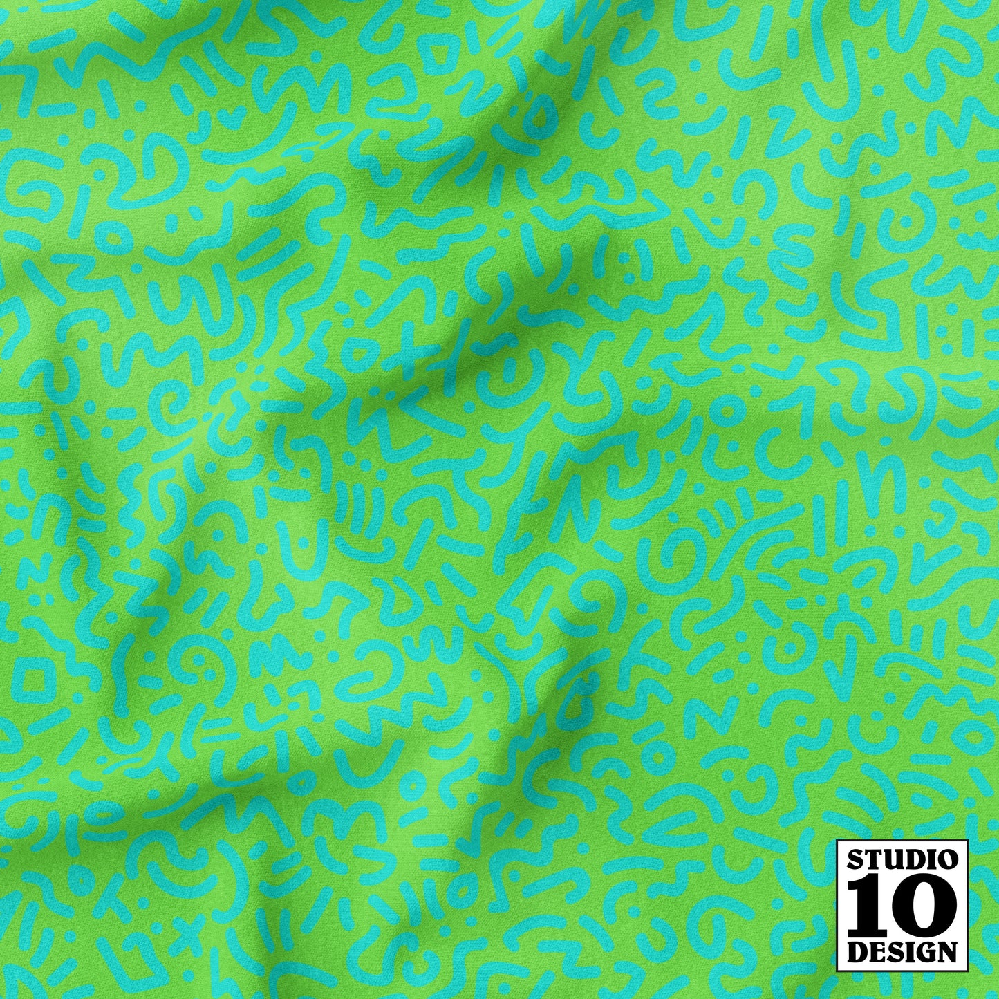 Doodle Teal+Green Printed Fabric by Studio Ten Design