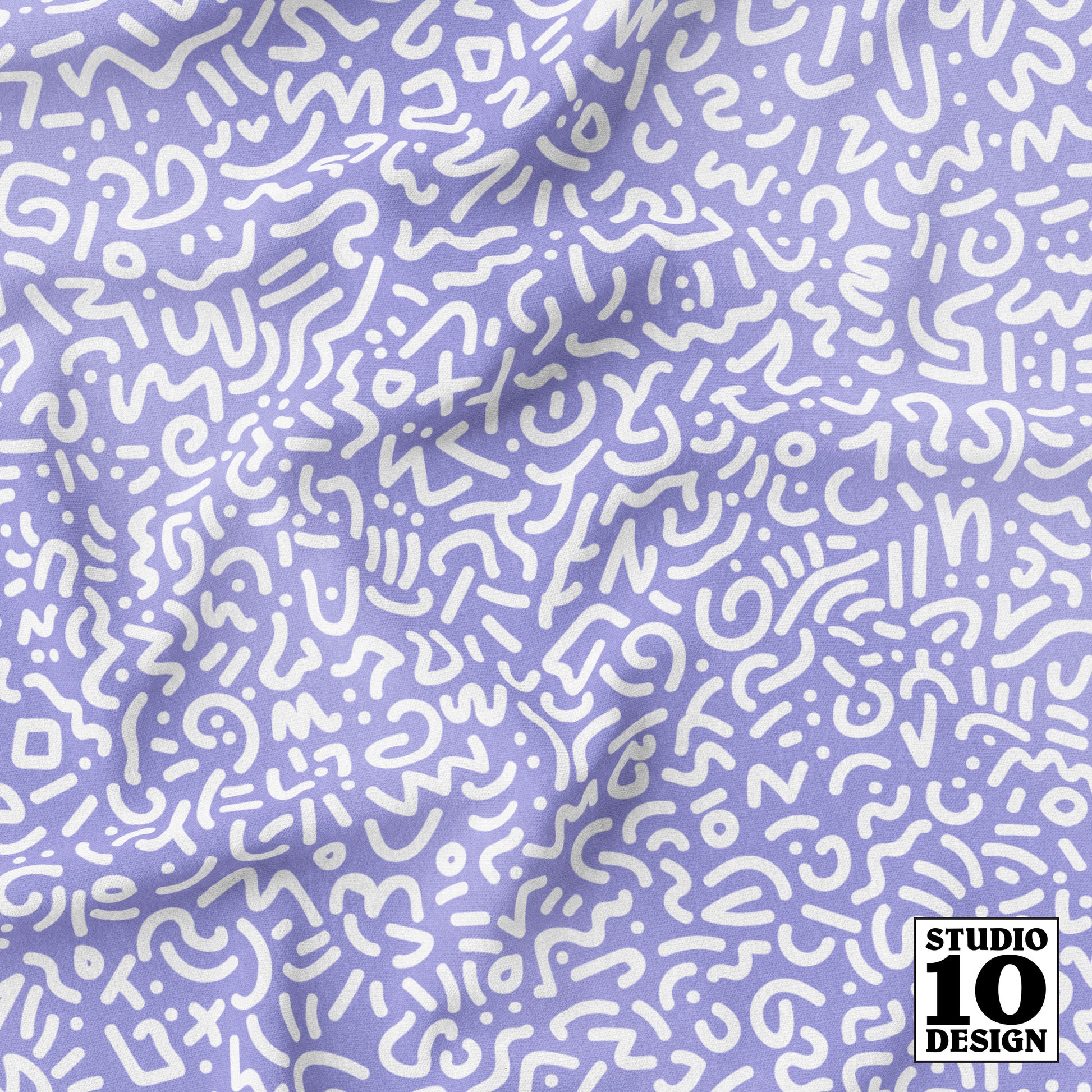 Doodle White+Lilac Printed Fabric by Studio Ten Design