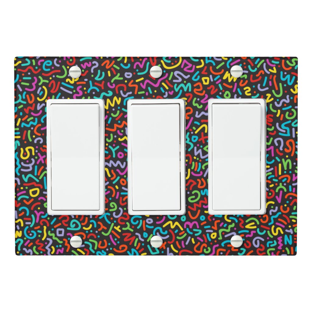 Doodle (Multi + Black) Light Switch Covers