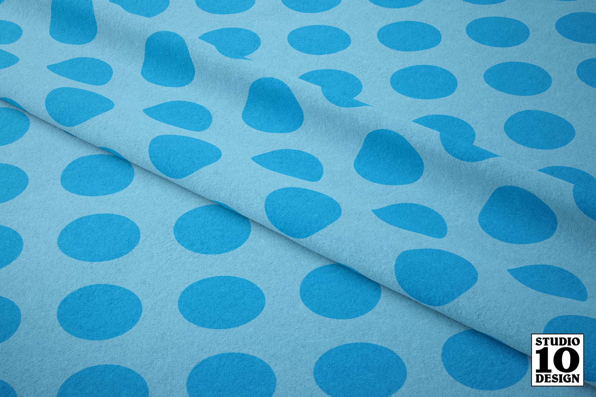 Light Blue Dots Printed Fabric by Studio Ten Design