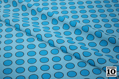 Light Blue Dots with Outline Printed Fabric by Studio Ten Design
