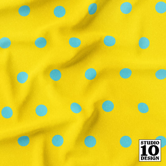 Aqua Dots on Yellow Printed Fabric by Studio Ten Design