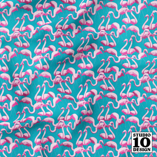 Flamingo Aqua Printed Fabric by Studio Ten Design