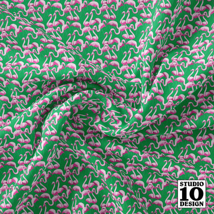 Flamingo Green Printed Fabric by Studio Ten Design