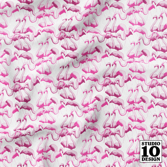 Flamingo White Printed Fabric by Studio Ten Design